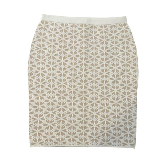 Etcetera white & tan knit knee-length pencil skirt size M - Picture 1 of 8
